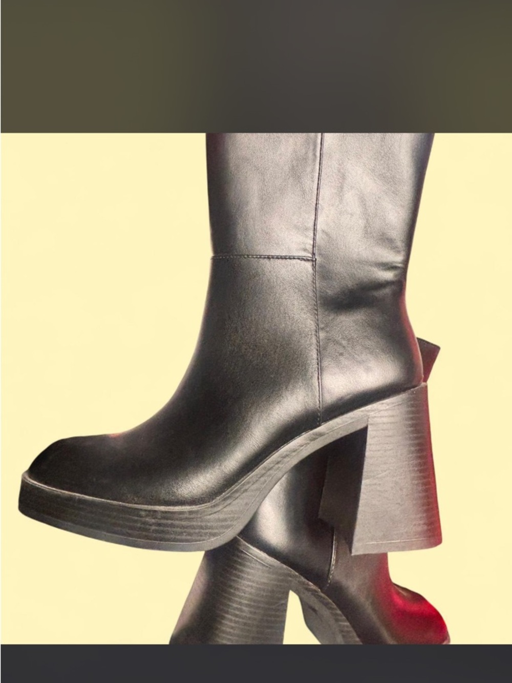 Black Women’s Platform Block Heel Boots